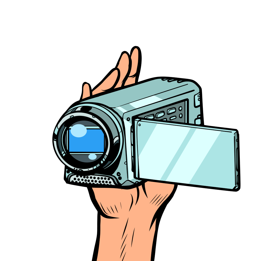hand holding a video camera